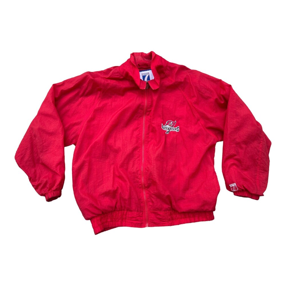 Vintage Tampa Bay Buccaneers Windbreaker Logo 7 Red NFL Broken Zipper Size L
